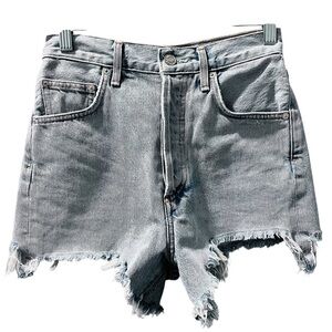 Agolde Premium Cut Off Denim Jean Shorts Size 24 High Waisted Button Fly Casual